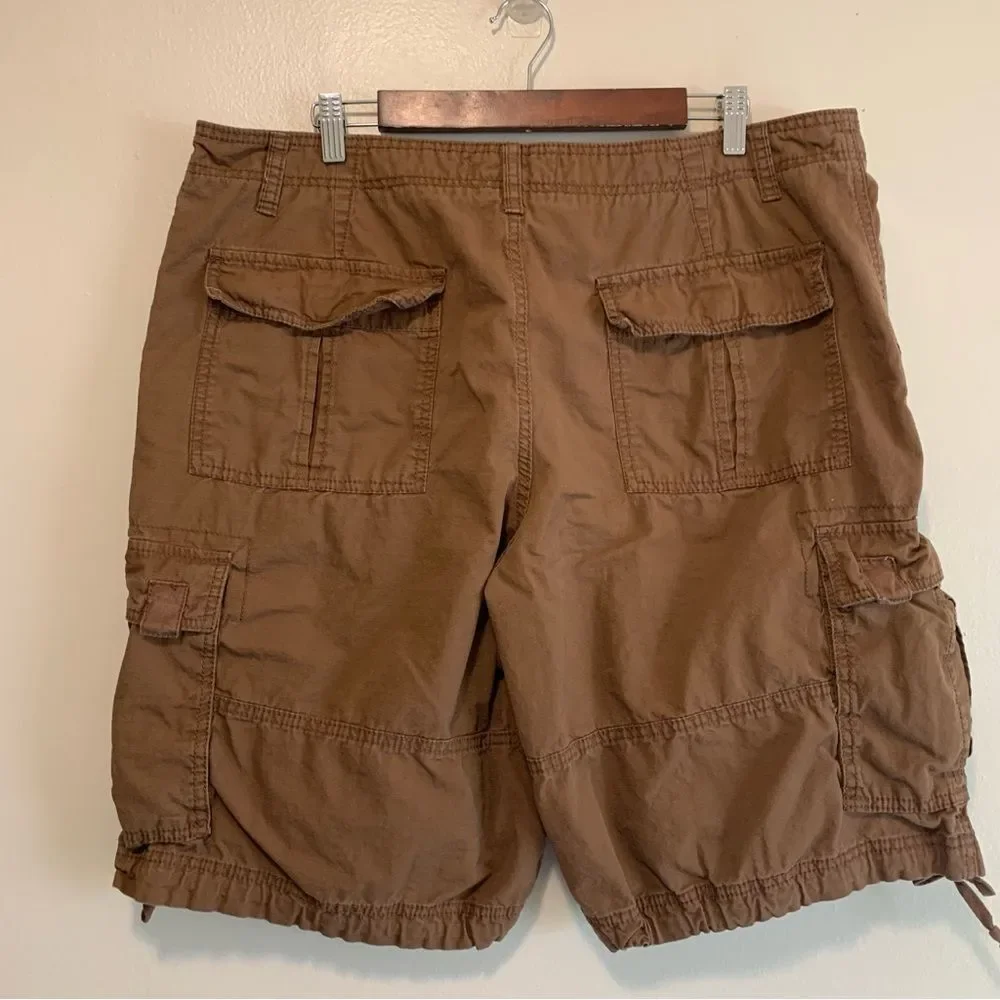 OP Vintage Brown Cargo Shorts ripstop Cotton and Knee-Length Design 38